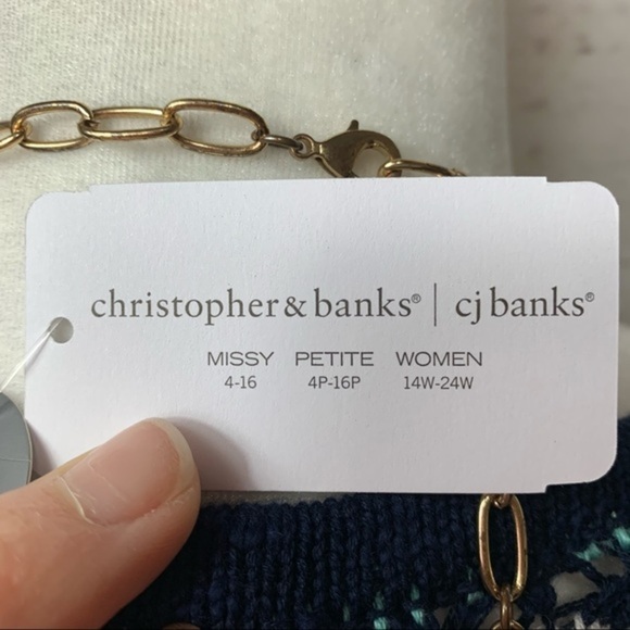 NWT CJ Banks V-Neck Color Block Crochet Sweater - Picture 6 of 7